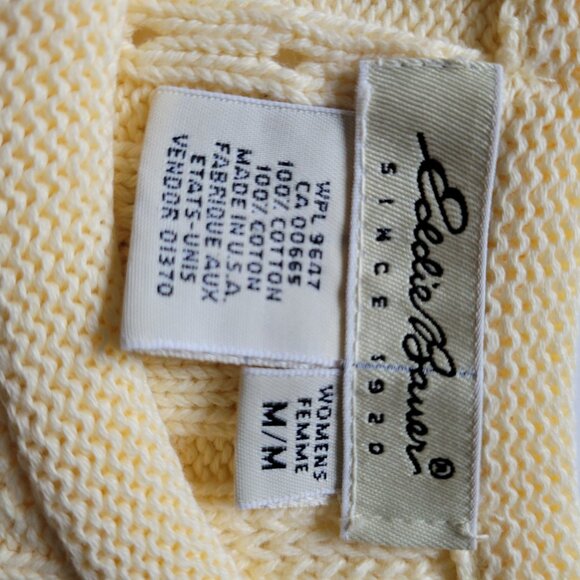 Eddie Bauer Womens Yellow Short Sleeve Ribbed Knit Cotton Sweater M - Picture 4 of 9